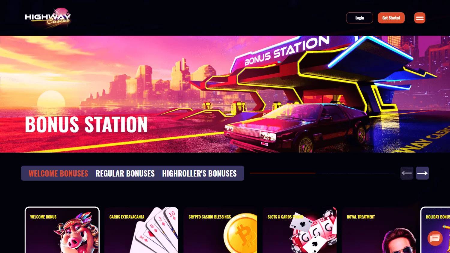 Highway Casino promotions area on a desktop screen