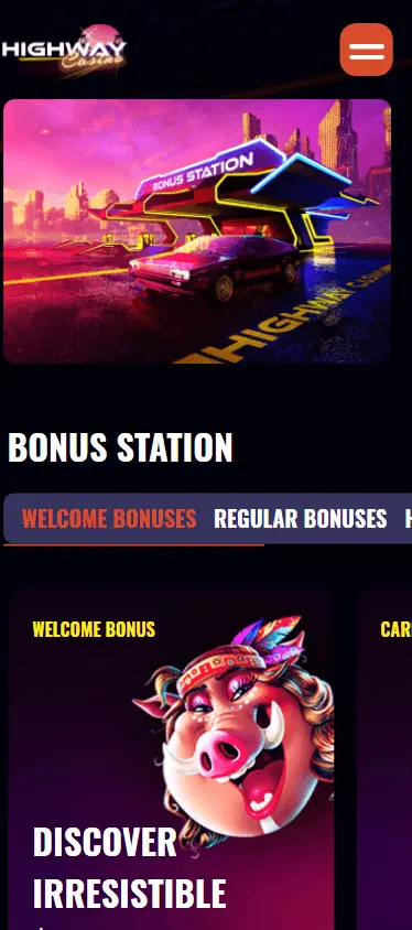 Highway Casino promotions area on a mobile phone